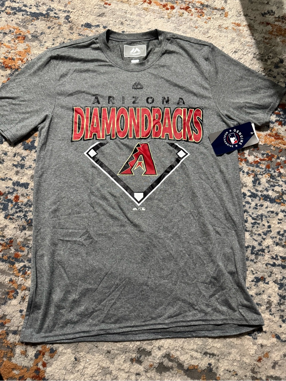 Majestic Arizona Diamondbacks Gray Short Sleeve Tee with Red Logo